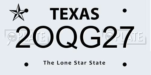 2OQG27 Texas License Plate