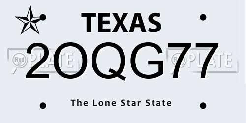 2OQG77 Texas License Plate