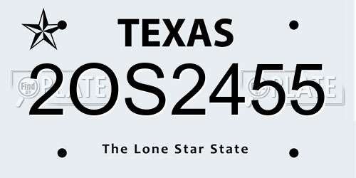 2OS2455 Texas License Plate
