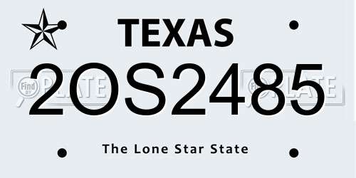 2OS2485 Texas License Plate