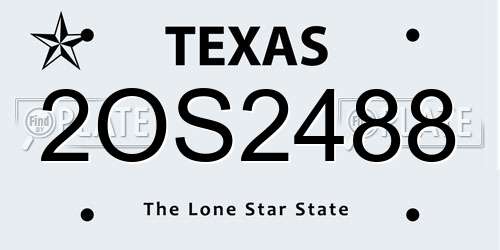 2OS2488 Texas License Plate