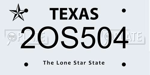 2OS504 Texas License Plate