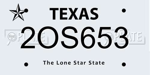 2OS653 Texas License Plate