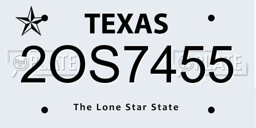 2OS7455 Texas License Plate