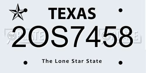 2OS7458 Texas License Plate