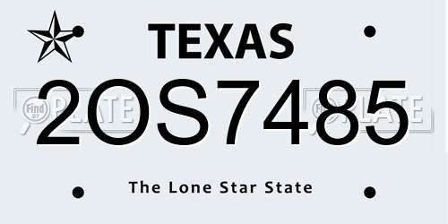 2OS7485 Texas License Plate
