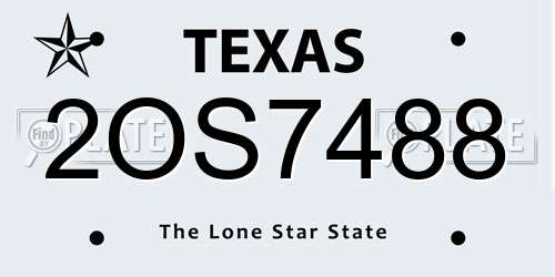 2OS7488 Texas License Plate