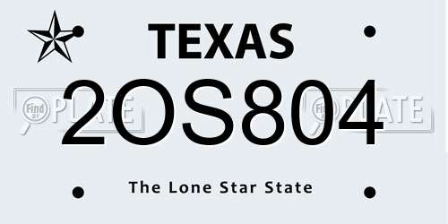 2OS804 Texas License Plate