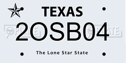 2OSB04 Texas License Plate