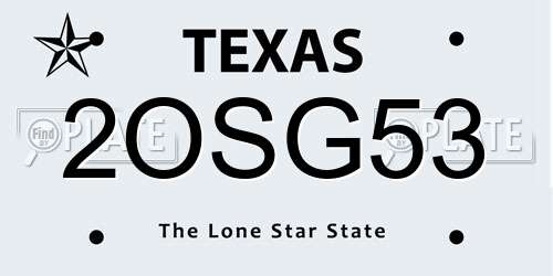 2OSG53 Texas License Plate