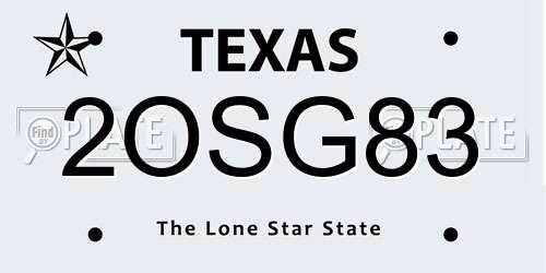 2OSG83 Texas License Plate