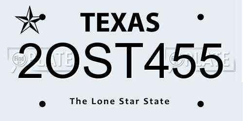 2OST455 Texas License Plate