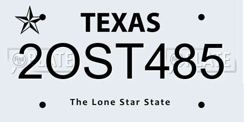 2OST485 Texas License Plate