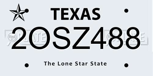 2OSZ488 Texas License Plate