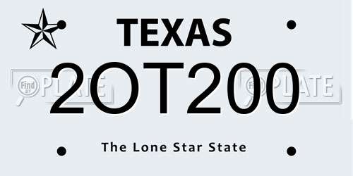 2OT200 Texas License Plate