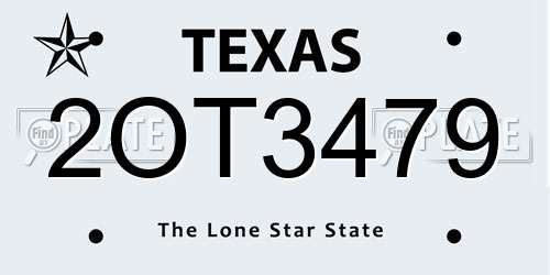 2OT3479 Texas License Plate