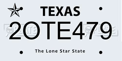 2OTE479 Texas License Plate