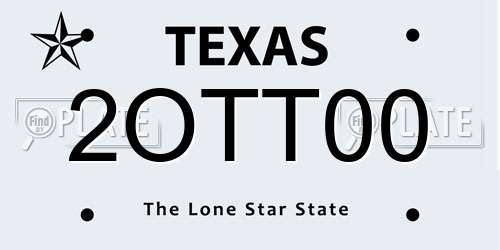 2OTT00 Texas License Plate
