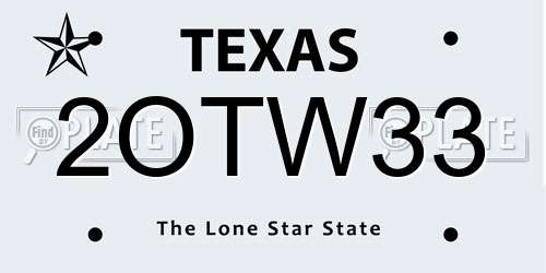 2OTW33 Texas License Plate