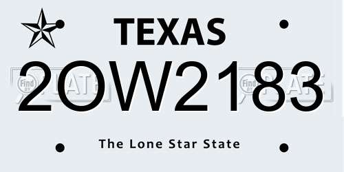 2OW2183 Texas License Plate