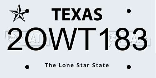 2OWT183 Texas License Plate