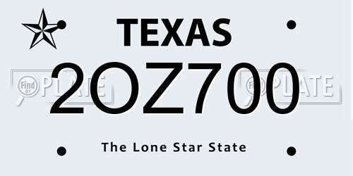 2OZ700 Texas License Plate