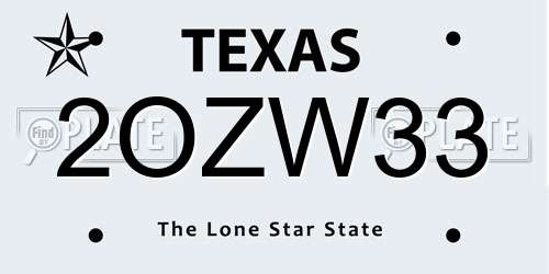 2OZW33 Texas License Plate