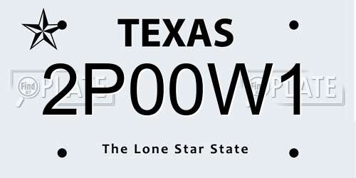2P00W1 Texas License Plate