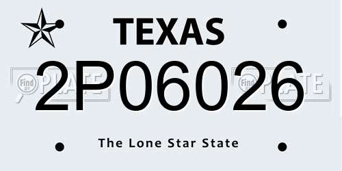 2P06026 Texas License Plate