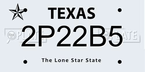 2P22B5 Texas License Plate