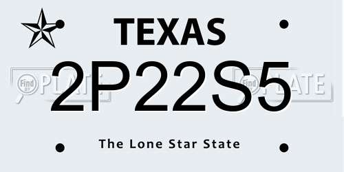 2P22S5 Texas License Plate