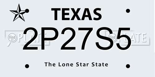 2P27S5 Texas License Plate