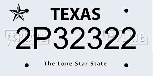 2P32322 Texas License Plate