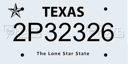 2P32326 Texas License Plate