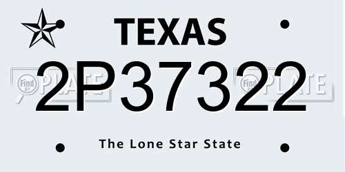 2P37322 Texas License Plate