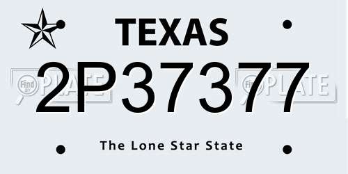 2P37377 Texas License Plate
