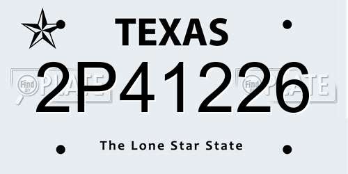 2P41226 Texas License Plate