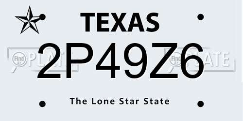 2P49Z6 Texas License Plate