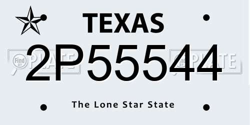 2P55544 Texas License Plate