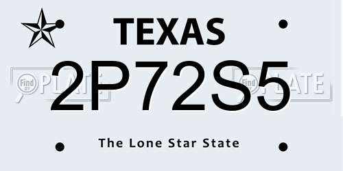 2P72S5 Texas License Plate