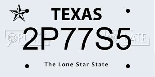 2P77S5 Texas License Plate