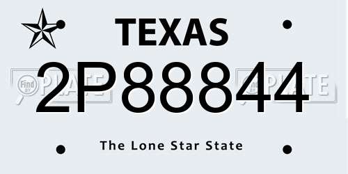 2P88844 Texas License Plate