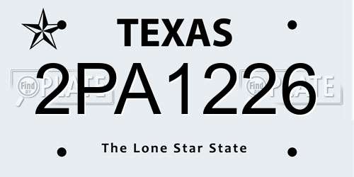 2PA1226 Texas License Plate