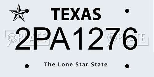 2PA1276 Texas License Plate