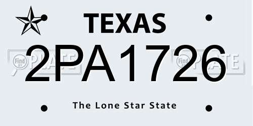 2PA1726 Texas License Plate