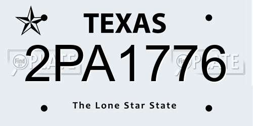 2PA1776 Texas License Plate