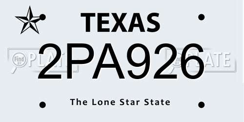 2PA926 Texas License Plate