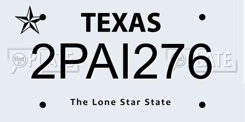 2PAI276 Texas License Plate