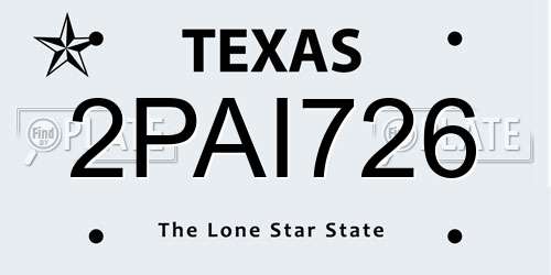 2PAI726 Texas License Plate