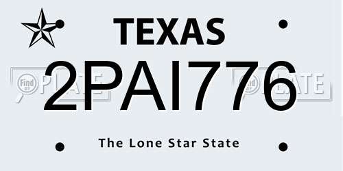 2PAI776 Texas License Plate